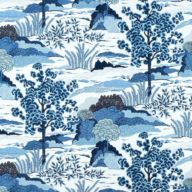 Ткань Blue landscape синий пейзах T3-89  в Барнауле | Loft Concept 