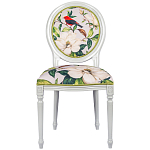 Стул светло-серый из натурального бука с изображением птиц и цветов Blooming Red Birds варинант исполнения - 1 | Loft Concept в Барнауле