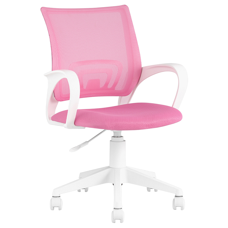 Офисное кресло с основанием из белого пластика Desk chairs Pink Розовый Белый Офисное кресло с основанием из белого пластика Desk chairs Pink Розовый Белый в Барнауле | Loft Concept
