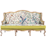 Диван из натурального бука бежевый с изображением птиц и цветов Beige Green Chinoiserie Garden Sofa варинант исполнения - 1 | Loft Concept в Барнауле