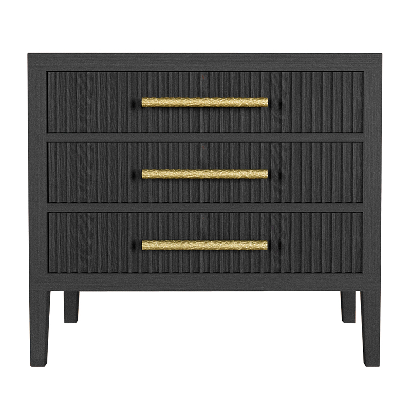 Тумба Primo  с тремя ящиками шпон Черный дуб Черный Золотой в Барнауле | Loft Concept 