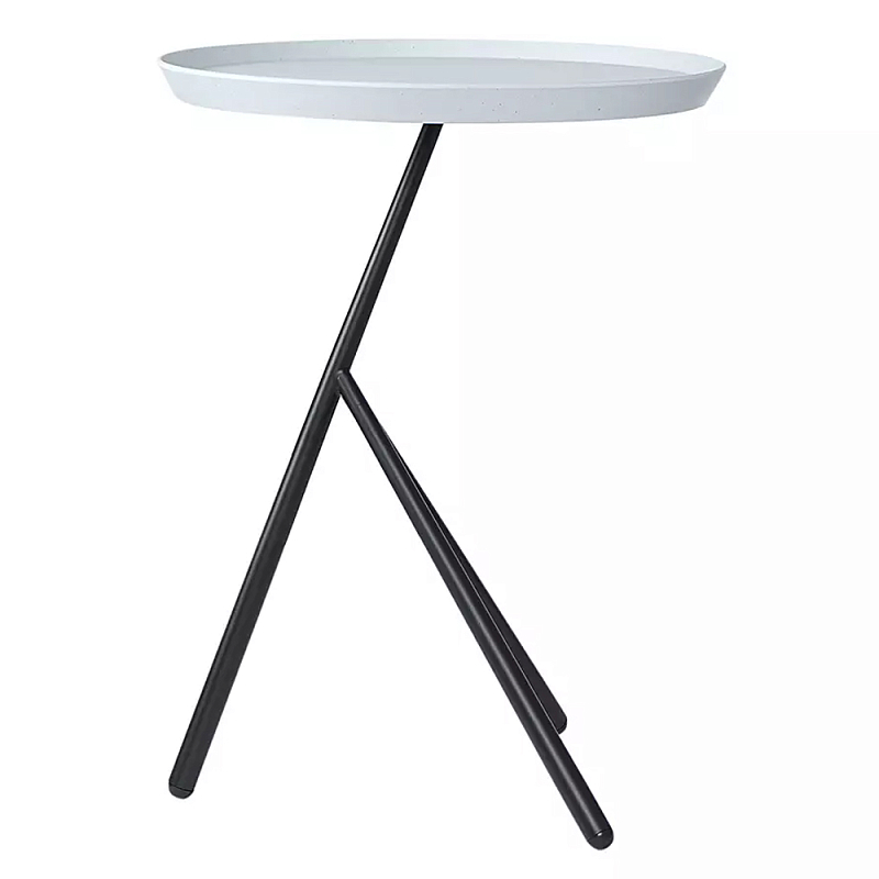 Столик приставной с круглой серой столешницей и черным основанием Round Stable Table Серый Черный Столик приставной с круглой серой столешницей и черным основанием Round Stable Table Серый Черный в Барнауле | Loft Concept