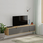 ТВ-тумба подвесная цвета древесины с 4-мя темно-серыми дверцами SPARK TV STAND OAK ANTHRACITE варинант исполнения - 3 | Loft Concept в Барнауле