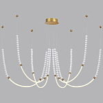 Люстра подвесная с 6-ю изогнутыми плафонами и белыми декоративными шариками PEARLS Suspension варинант исполнения - 3 | Loft Concept в Барнауле