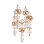 Люстра с плафонами из прозрачного и янтарного стекла в виде шаров и ромбов Gabriel Scott Luna варинант исполнения - 1 | Loft Concept в Барнауле