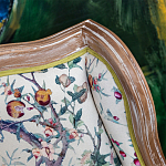 Кресло из натурального бука бежевое с изображением птиц и цветов Beige Green Chinoiserie Garden Armchair варинант исполнения - 3 | Loft Concept в Барнауле