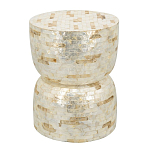 Приставной столик с мозаичным рисунком из раковин устриц Bone Inlay варинант исполнения - 1 | Loft Concept в Барнауле