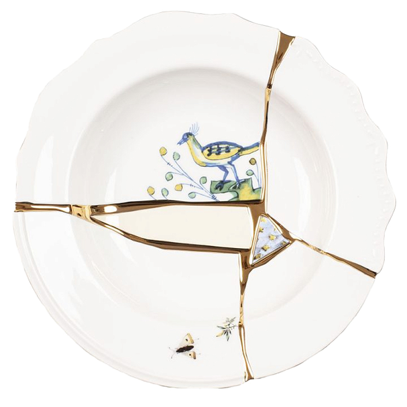 Тарелка глубокая Seletti Kintsugi Белый Золотой Мульти Тарелка глубокая Seletti Kintsugi Белый Золотой Мульти в Барнауле | Loft Concept
