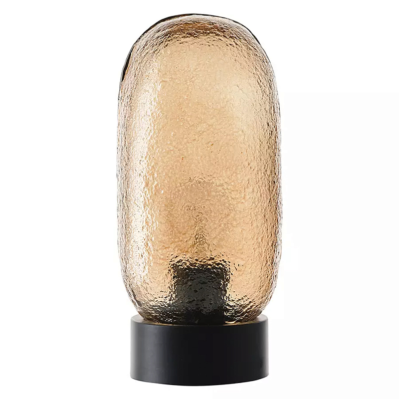 Настольная лампа с янтарным рельефным плафоном Lamp with Frozen Glass Effect Янтарный Черный Настольная лампа с янтарным рельефным плафоном Lamp with Frozen Glass Effect Янтарный Черный в Барнауле | Loft Concept