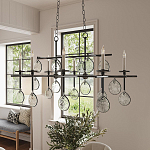 Люстра подвесная с 8-ю лампами и стеклянными круглыми подвесками Currey & Company варинант исполнения - 3 | Loft Concept в Барнауле