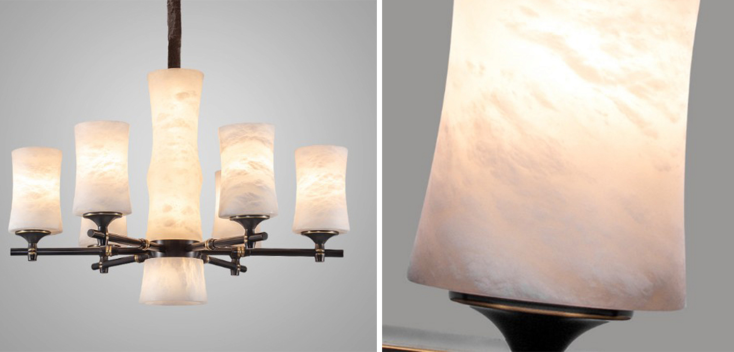 Дизайнерская люстра 6 плафонов из натурального мрамора Marble Shades Chandelier Дизайнерская люстра 6 плафонов из натурального мрамора Marble Shades Chandelier - Loft-Concept в Барнауле