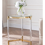 Золотой приставной столик с круглой стеклянной столешницей Weightless Table варинант исполнения - 8 | Loft Concept в Барнауле