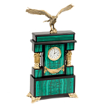 Часы настольные из натурального камня Малахит с декором в виде орла Eagle Stone Clock варинант исполнения - 2 | Loft Concept в Барнауле