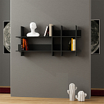 Полка прямая подвесная двухъярусная цвета антрацит BEADS BOOKCASE ANTHRACITE варинант исполнения - 1 | Loft Concept в Барнауле