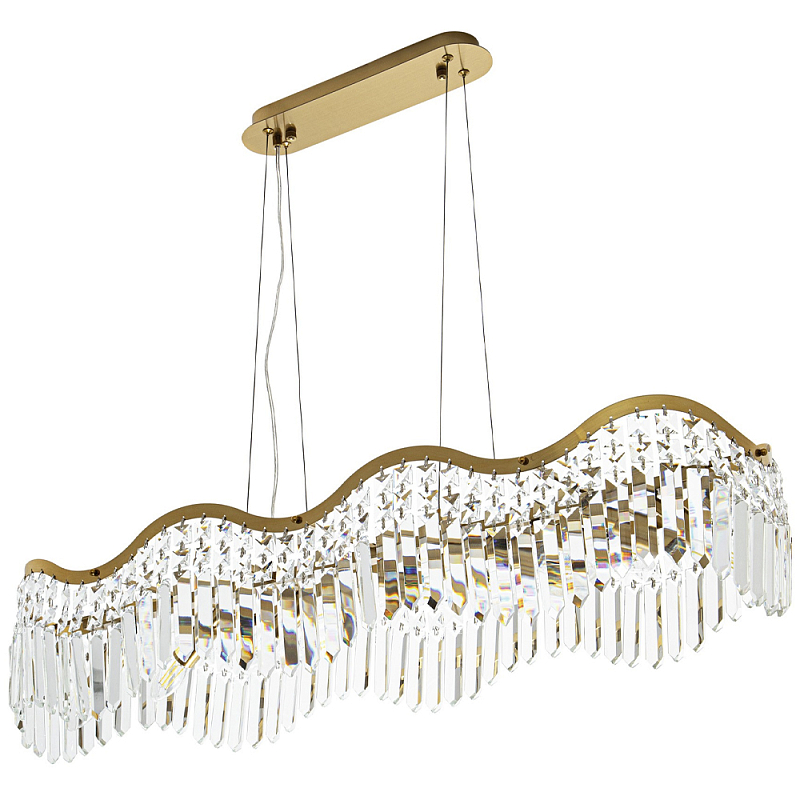 Линейная люстра с подвесками из хрусталя Ludivine Linear Chandelier Прозрачный Золотой Линейная люстра с подвесками из хрусталя Ludivine Linear Chandelier Прозрачный Золотой в Барнауле | Loft Concept