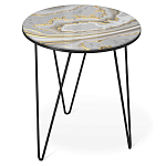 Стол журнальный c круглой столешницей из стекла серого цвета Gray and Gold Marble варинант исполнения - 1 | Loft Concept в Барнауле