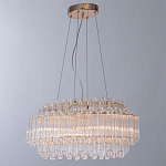 Люстра подвесная многослойная с прозрачными хрустальными трубками и золотистым каркасом Hexagon Tube Light варинант исполнения - 2 | Loft Concept в Барнауле