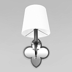 Бра с белым текстильным абажуром и декоративным основанием в виде четырехлистника с зеркальной вставкой Vitorino варинант исполнения - 10 | Loft Concept в Барнауле