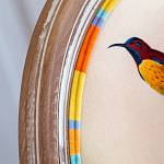 Стул бежевый в разноцветную полоску из натурального бука с изображением птиц и цветов Blooming Birds Colorful Stripes Chair варинант исполнения - 5 | Loft Concept в Барнауле