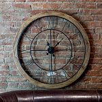 Часы настенные деревянные с римскими цифрами чёрного цвета Clock with History варинант исполнения - 2 | Loft Concept в Барнауле