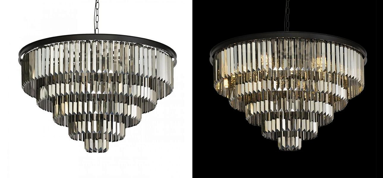 Круглая Люстра RH 1920s Odeon Black iron Five Layers Серое Стекло диаметр 80 см Круглая Люстра RH 1920s Odeon Black iron Five Layers Серое Стекло диаметр 80 см - Loft-Concept в Барнауле