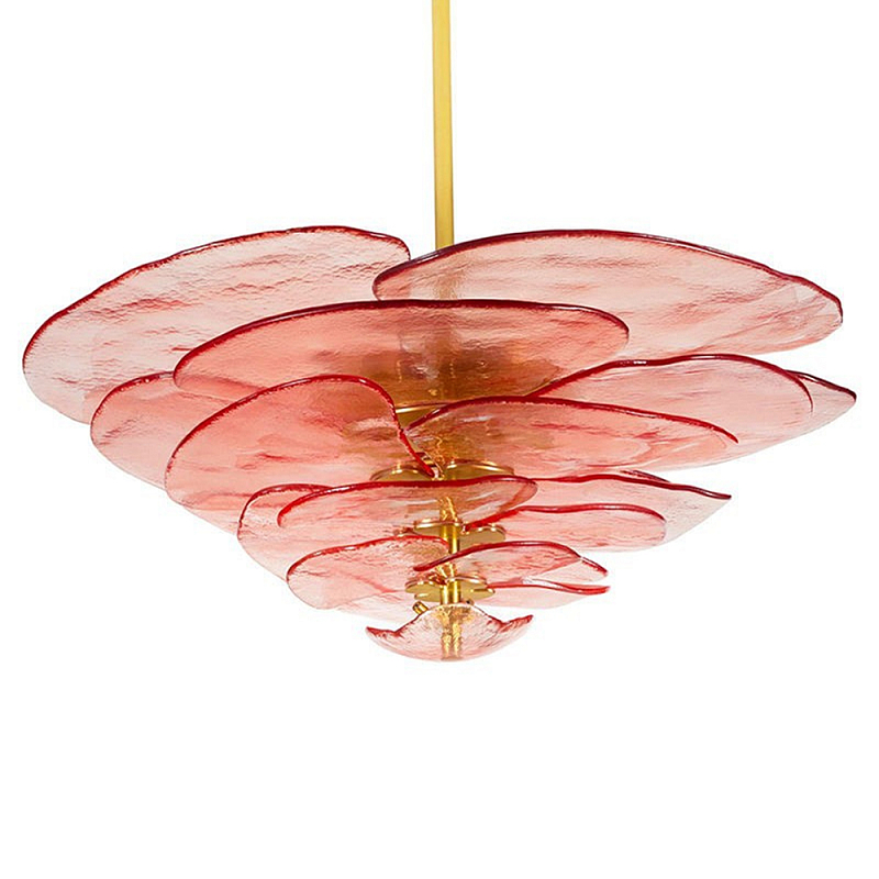 Люстра из розового стекла в форме листьев лотоса Glass Pink Sculpture Розовый Люстра из розового стекла в форме листьев лотоса Glass Pink Sculpture Розовый в Барнауле | Loft Concept