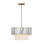 Люстра круглая с подвесками из текстурированного стекла молочного цвета Hinkley варинант исполнения - 9 | Loft Concept в Барнауле