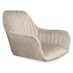 Барный стул со спинкой и подлокотниками на 4-х коричневых деревянных ножках Бежевый Велюр Ava Charm варинант исполнения - 5 | Loft Concept в Барнауле