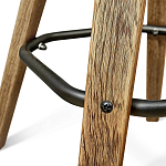 Барный стул со спинкой и металлической подставкой на 4-х деревянных ножках Зеленый Велюр Vendramin Chair варинант исполнения - 7 | Loft Concept в Барнауле