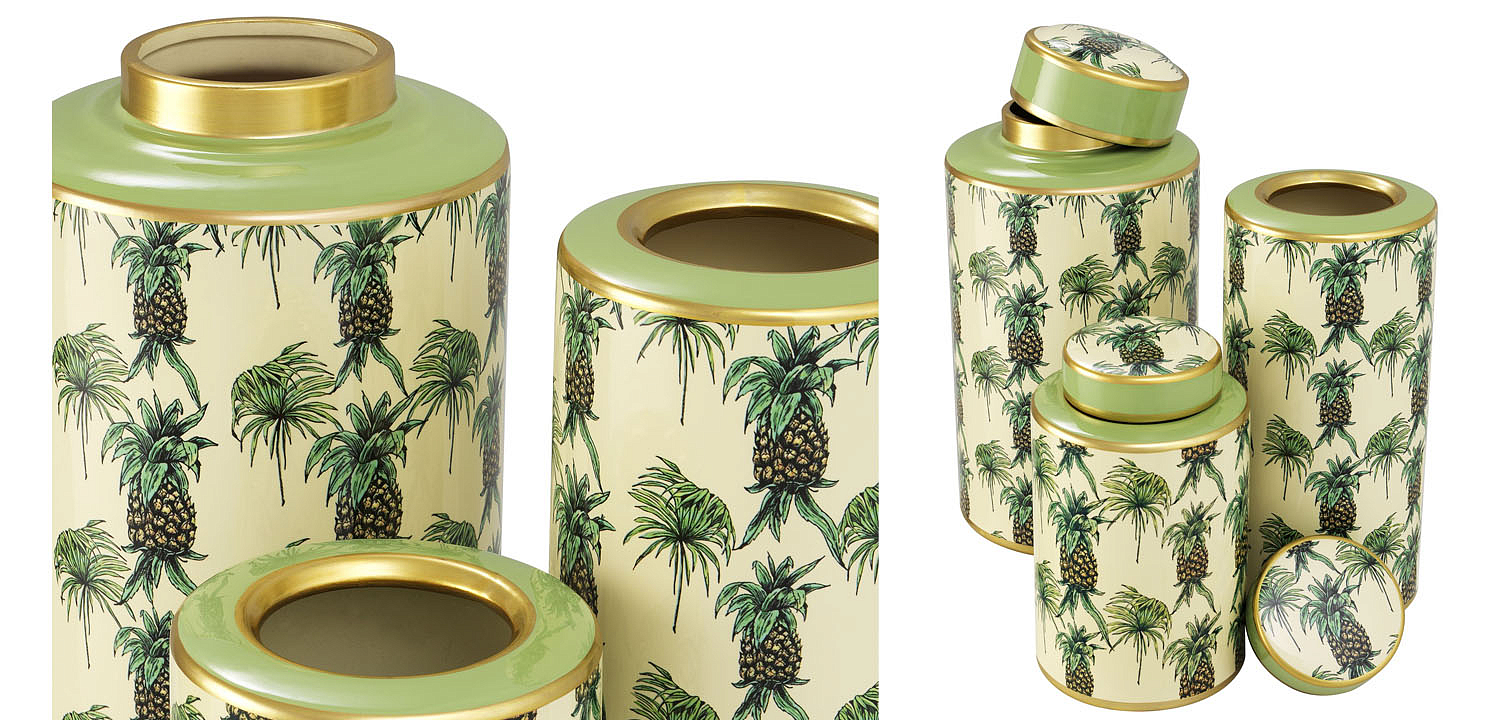 Комплект Ваз Eichholtz JAR PINEAPPLE SET OF 3 Комплект Ваз Eichholtz JAR PINEAPPLE SET OF 3 - Loft-Concept в Барнауле
