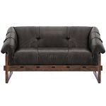 Двухместный диван Duncan винтажная черная кожа варинант исполнения - 1 | Loft Concept в Барнауле