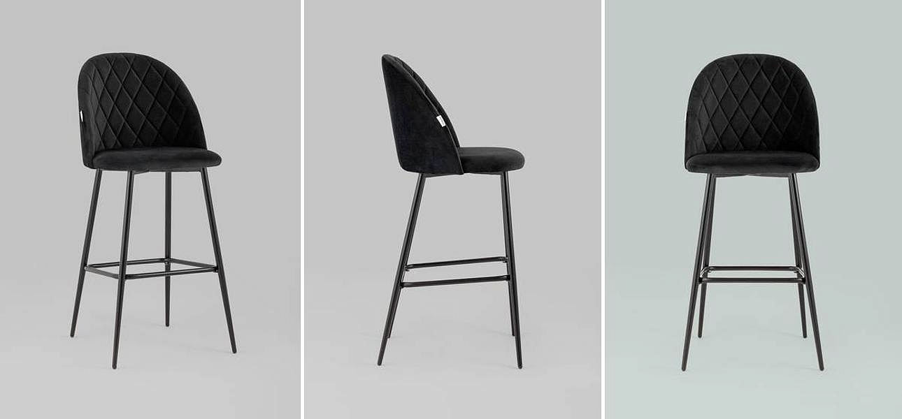 Барный Стул Miruna Rhombus Черный Велюр Барный Стул Miruna Rhombus Черный Велюр - Loft-Concept в Барнауле