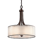 Люстра подвесная с двойным круглым плафоном из органзы и матового стекла Kichler варинант исполнения - 5 | Loft Concept в Барнауле