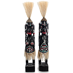 Комплект из 2-х деревянных статуэток Asmat Straw Headdress Statuettes Black Turquoise варинант исполнения - 4 | Loft Concept в Барнауле