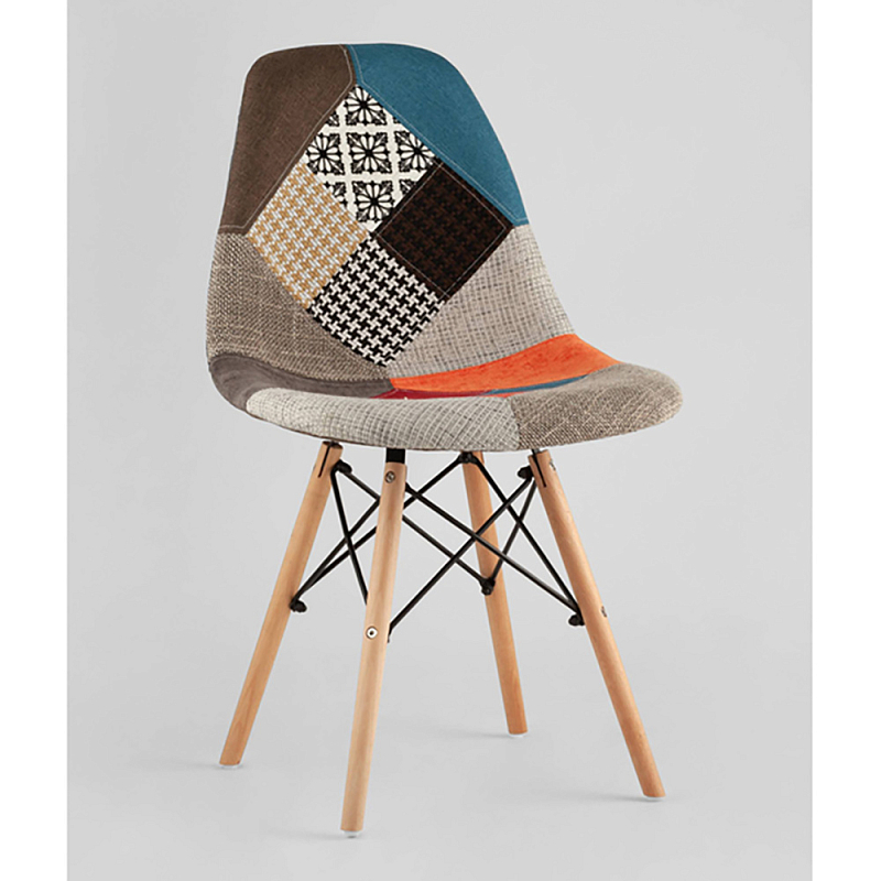 Пластиковый стул на ножках из массива бука Eames Пэчворк Мульти Древесина в Барнауле | Loft Concept 
