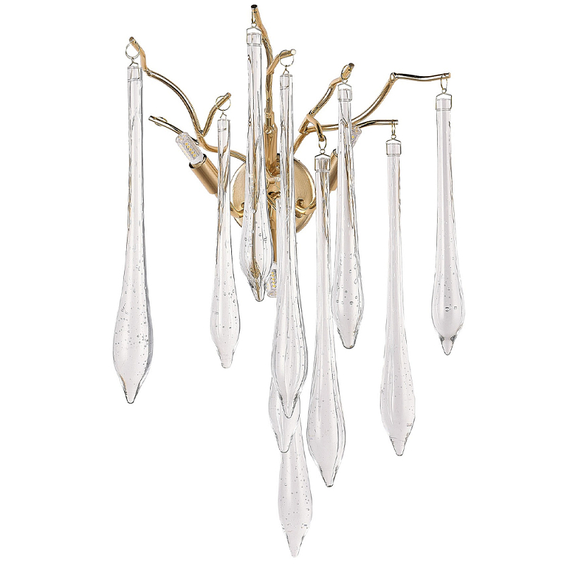 Бра с хрустальными подвесками в виде капель Droplet Crystal Gold Wall Lamp Золотой Прозрачный Бра с хрустальными подвесками в виде капель Droplet Crystal Gold Wall Lamp Золотой Прозрачный в Барнауле | Loft Concept