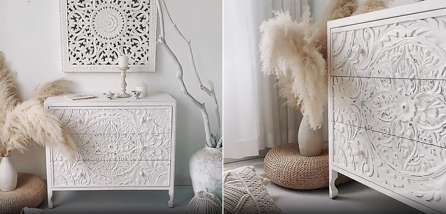 Комод с резным декорированным фасадом Matsi Provence Chest of Drawers Белый Комод с резным декорированным фасадом Matsi Provence Chest of Drawers Белый - Loft-Concept в Барнауле