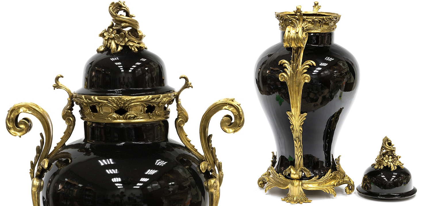 Большая ваза Selenia Black Vase Bronze Patterns Большая ваза Selenia Black Vase Bronze Patterns - Loft-Concept в Барнауле