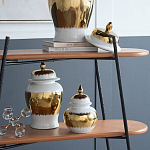 Ваза белая с крышкой и золотистыми фрагментами 24 см Chinoiserie Ceramics варинант исполнения - 4 | Loft Concept в Барнауле