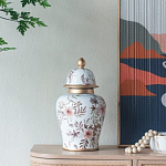 Ваза с нежным цветочным узором в пастельных тонах и крышкой с золотым акцентом Chinoiserie Ceramics варинант исполнения - 5 | Loft Concept в Барнауле