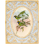 Декоративный постер с изображением птиц в раме с рельефным растительным узором Blooming Birds Poster варинант исполнения - 4 | Loft Concept в Барнауле