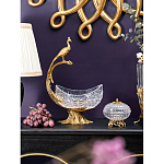 Чаша из прозрачного стекла на бронзовой подставке в виде павлина с рельефным хвостом Eden Garden варинант исполнения - 3 | Loft Concept в Барнауле