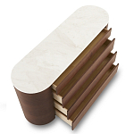 Дизайнерский комод овальной формы с белой столешницей и 4-мя ящиками Gioli варинант исполнения - 1 | Loft Concept в Барнауле