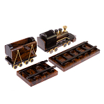 Часы настольные в виде паровоза из натурального камня Обсидиан Train Stone Clock варинант исполнения - 3 | Loft Concept в Барнауле