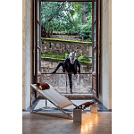 Дизайнерское кресло на металлическом каркасе с подставкой для ног Poltronova Mies Armchair варинант исполнения - 7 | Loft Concept в Барнауле