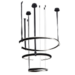 Люстра подвесная с 3-мя кольцами из кожаных ремней черного цвета Half Ring Horizontal  варинант исполнения - 2 | Loft Concept в Барнауле