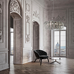 Люстра подвесная круглая с изогнутыми металлическими дугами и ниспадающими цепочками 65 см Atlantis Chain варинант исполнения - 18 | Loft Concept в Барнауле