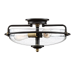 Потолочный светильник со стеклянным плафоном на изогнутых кронштейнах Quoizel  варинант исполнения - 4 | Loft Concept в Барнауле