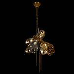 Люстра подвесная со стеклянными плафонами из дымчатого и золотистого с тремя вертикальными подвесками Gilded Mirage  варинант исполнения - 6 | Loft Concept в Барнауле