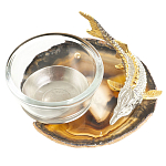 Икорница с декором "Стерлядка" с гравировкой на подставке из натурального камня Агат Decorative Cavair Dishes варинант исполнения - 2 | Loft Concept в Барнауле